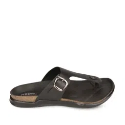 Regal Men's Black T-Strap Sandals-image-0