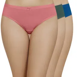 Amante Pink & Green Cotton Bikini Panties-image-94