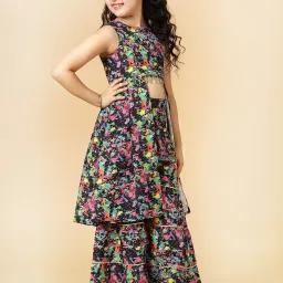 A.T.U.N. Kids Black Printed Kurta Set image 4