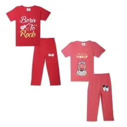 Vimal Jonney Kids Red & Pink Printed T-Shirt Set-picture-39