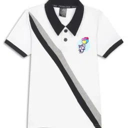 Friskers Boys White Cotton Graphic Polo T-Shirt-picture-10