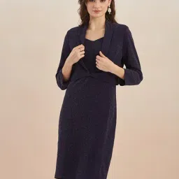 Latin Quarters Navy Blue Solid Party Dress-picture-16
