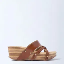 LUNA BLU by Westside Brown Multi-Strap Wedge Sandals image 2