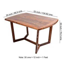 Ikiriya Columbus Solid Brown Wood Dining Table Teak Finish image 4