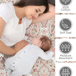 Layers Serenity Maroon & Grey Cotton 200 TC Kalampur Double Bedsheet with 2 Pillow Covers image 4