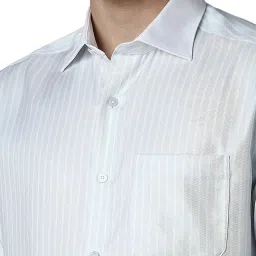 Louis Philippe Blue Cotton Regular Fit Striped Shirt image 4