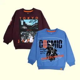 Kiddopanti Boys Blue and Wine Printed Sweatshirt - Pack of 2-picture-10