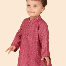 Fabindia Boys Purple Printed Full Sleeves Short Kurta image 4