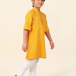 Fabindia Kids Mustard Cotton Printed Full Sleeves Kurta image 4