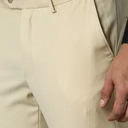 Louis Philippe Beige Slim Fit Trousers image 4