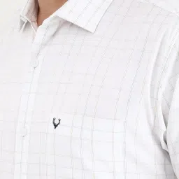 Allen Solly White Cotton Slim Fit Checks Shirt image 4