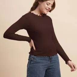 SELVIA Brown Plain Top image 4