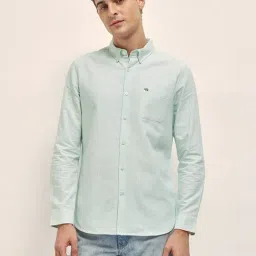 The Bear House Green Cotton Slim Fit Stripes Casual Shirt-picture-19