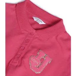 U.S. Polo Assn. Girls Pink Embellished Full Sleeves Polo Dress image 4