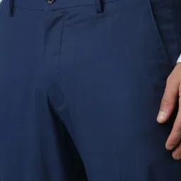 Louis Philippe Navy Slim Fit Texture Trousers image 4