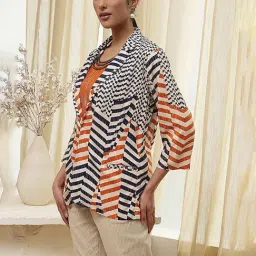 Biba Orange Viscose Printed Top image 3