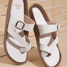 Carlton London Women's White Toe Ring Sandals-picture-41