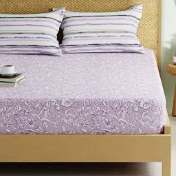 Bianca Lorenzo Lilac Fabric 152 TC 120 GSM Double Fitted Bedsheet With 2 Pillow Covers image 3