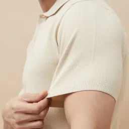 Code By Lifestyle Beige Regular Fit Polo T-Shirt image 4