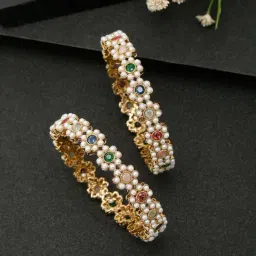 YouBella Gold Plated Celebrity Inspired Multicolored Bangles image 3