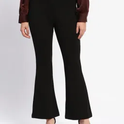 MADAME Black Polyester Regular Fit Mid Rise Trousers-image-27