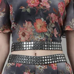 SHOWOFFFF Multicolor Cotton Blend Floral Print Maxi Co-Ord Set image 5