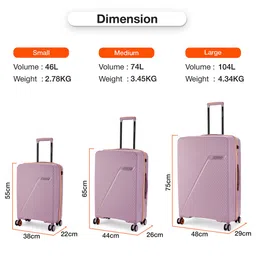 Nasher Miles Montreal Set Of 3 Textured Hard-Sided Large Medium Cabin Trolley Bags image 4