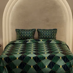 Stoa Paris Green & Yellow Geometric AC Room 150 GSM Double Bed Comforter image 2