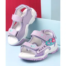 Cute Walk by Babyhug Sandal with Velcro Closure Heart Applique - Purple & White-picture-34