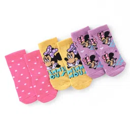 Cute Walk by Babyhug Disney   Anti-Bacterial Ankle Length Dotted & Minnie Mouse Graphics Pack of 3-  Pink Purple & Yellow-picture-18
