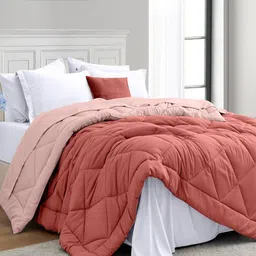 INDRA'S Peach-Coloured & Rose Microfiber AC Room 150 GSM Comforter-picture-26