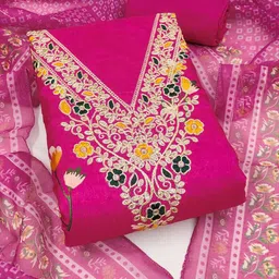 BlissFlair Art Silk Unstitched Dress Material image 4