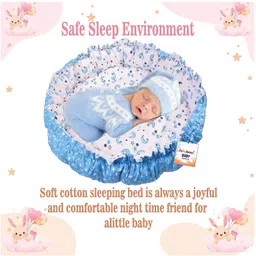 Babytoons Baby Nest for New Born Reversible Bed Sleeping Bedding Set (0-6 Months, Blue) image 3