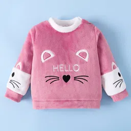 Mark & Mia Full Sleeves Winter Wear Night Suit With Text Print - Fuschia image 3