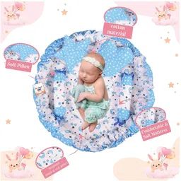 Babytoons Baby Nest for New Born Reversible Bed Sleeping Bedding Set (0-6 Months, Blue) image 4