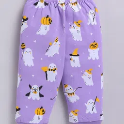 Snuggly MONKEY Cotton Jersey Knit Full Sleeves Poltergeist Printed Night Suit Set - Purple image 5