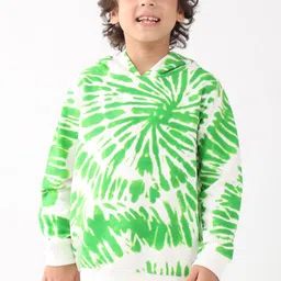 Anthrilo Fleece Knit Full Sleeves Tie Dye Printed Hoodie - Green image 5