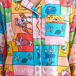 Tokyo Talkies Disney Winnie The Pooh Printed Lapel Collar Shirt With Shorts image 2