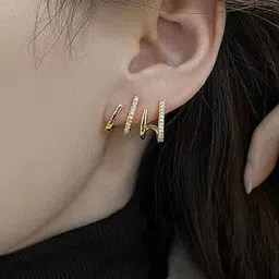 TheVineGirl Gold-Plated Cubic Zirconia-Studded Korean Studs image 4