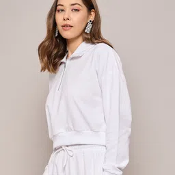 SASSAFRAS BASICS Women Oversized Zipper Sweatshirt image 4