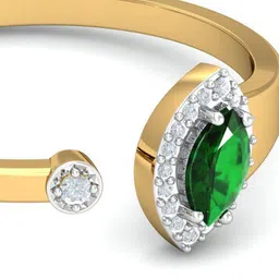 KUBERBOX Ai 18KT Gold Diamond-Studded & Emerald Open Ring- 1.84 gm image 4