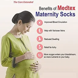 Medtex Maternity Compression Socks for expecting women, pregnant women for varicose veins,DVT,Helps to Reduces swelling and leg pain,Open toe,Beige (Nylon, XL) image 3
