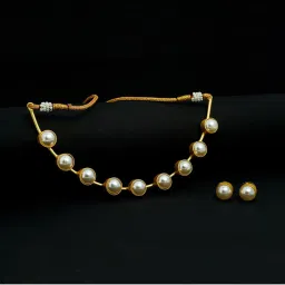 VIRAASI Gold Plated White Pearl Jewellery Set-image-4