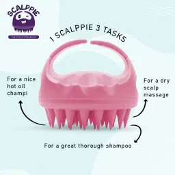 Scalppie Silicon Hair Scalp Massager & Shampoo Brush Scrub - Hair Growth & Anti Dandruff - Baby Pink image 3