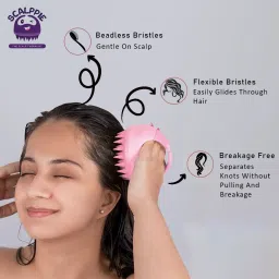 Scalppie Silicon Hair Scalp Massager & Shampoo Brush Scrub - Hair Growth & Anti Dandruff - Baby Pink image 5