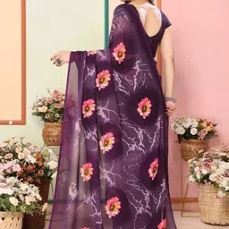 KALINI Purple Poly Georgette Printed Sarees image 4