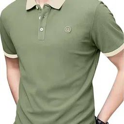 r.code by the roadster life co. R.Code by The Roadster Lifestyle Co. Men Solid Polo Collar Cotton T-shirt image 4