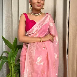 Moda Rapido Ethnic Motifs Zari Pure Linen Saree image 3