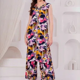 HIGHLIGHT FASHION EXPORT Abstract Printed Shirt Collar A-Line Kurta With Palazzos image 2