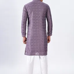 Anouk Ethnic Motifs Embroidered Mandarin Collar Sequinned Cotton Kurta With Pyjamas image 2